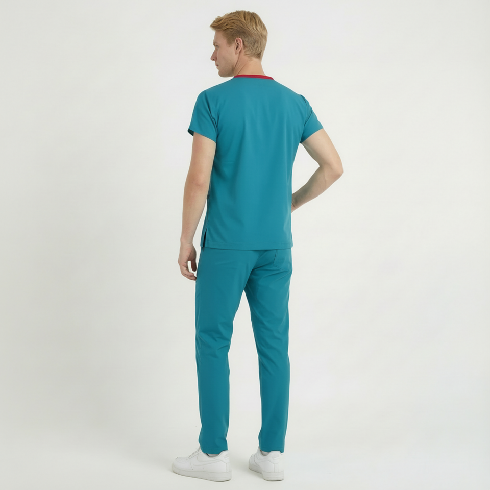 Terycoton Kumaş Klasik Seri Erkek Petrol Mavisi Scrubs