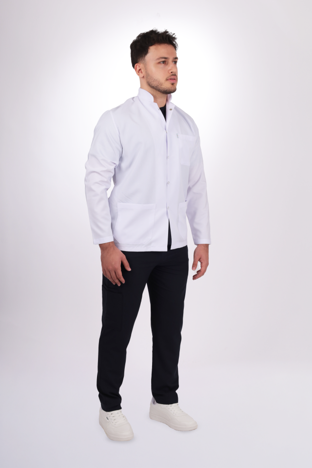 Erkek Alpaka Kısa Boy Uzun Kol Hakim Yaka Doktor Öğretmen Önlüğü