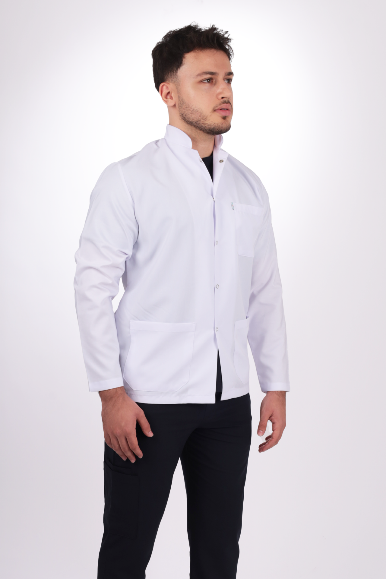 Erkek Alpaka Kısa Boy Uzun Kol Hakim Yaka Doktor Öğretmen Önlüğü