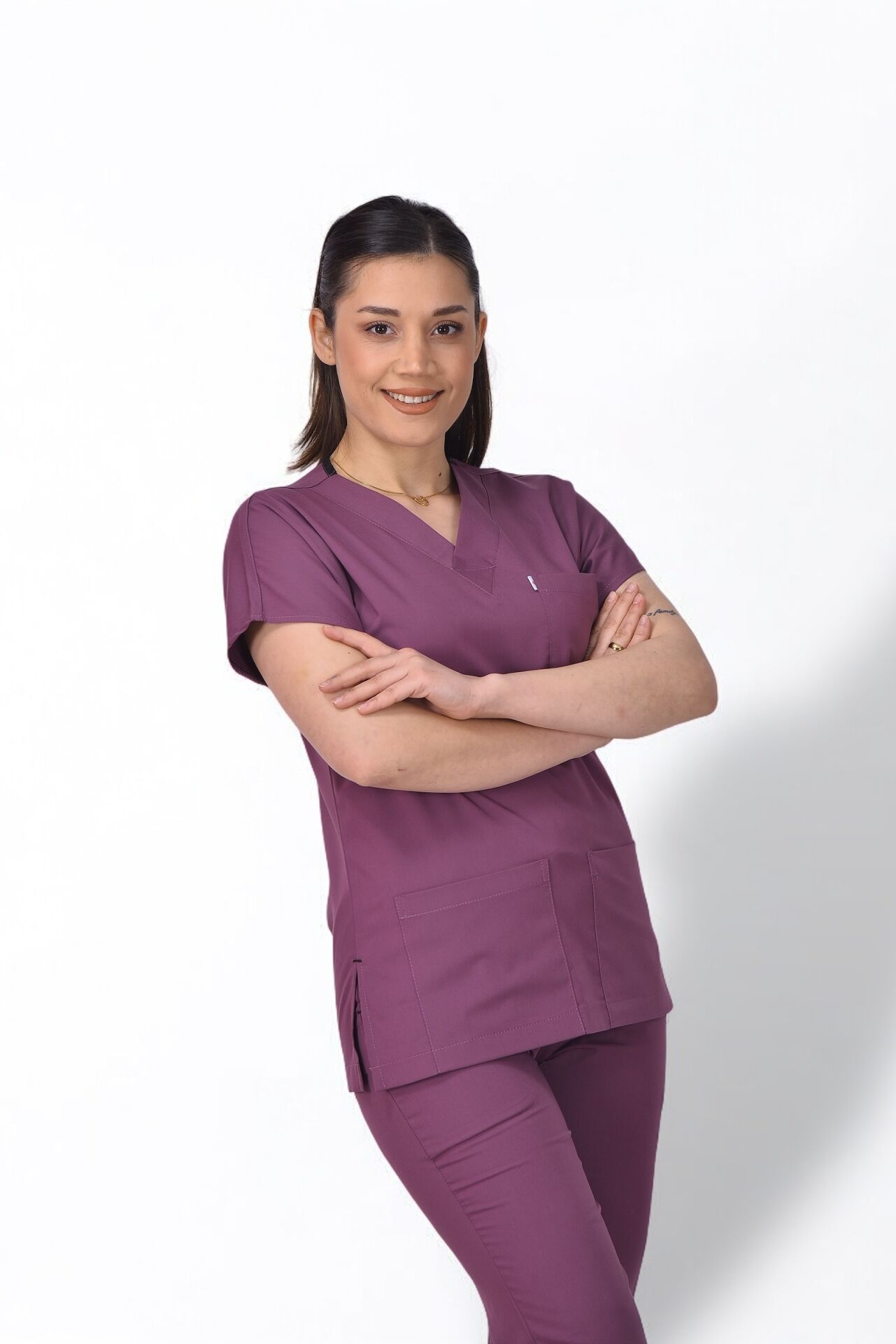 Premium Likralı Klasik Seri Platin Mor Scrubs