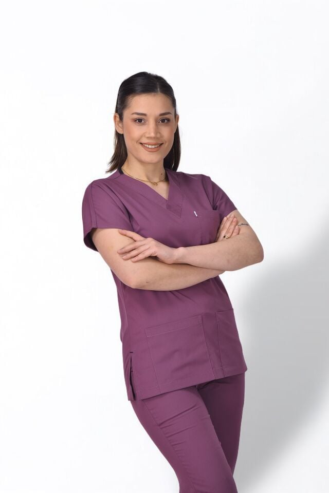 Premium Likralı Klasik Seri Platin Mor Scrubs