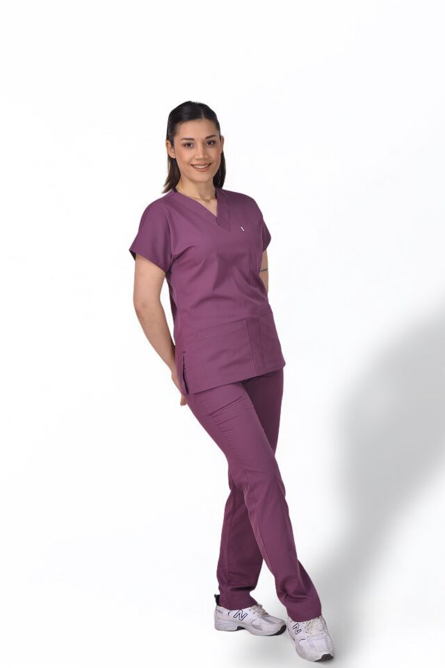 Premium Likralı Klasik Seri Platin Mor Scrubs