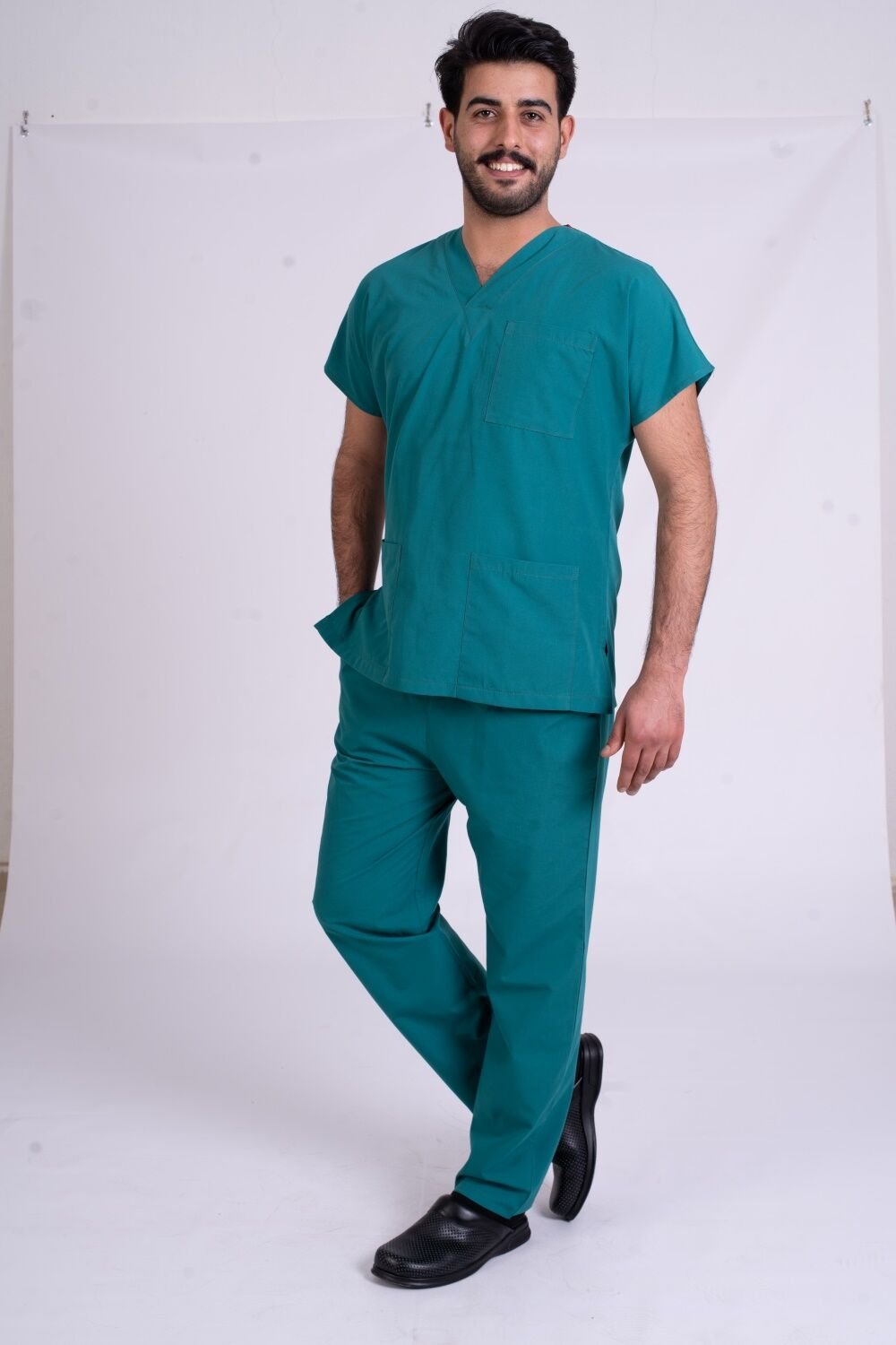 Terycoton Kumaş Klasik Seri Erkek Cerrahi Yeşil Scrubs Terycoton