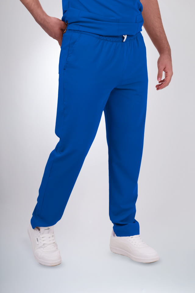 Terycoton Kumaş Klasik Seri Erkek Saks Mavisi Scrubs