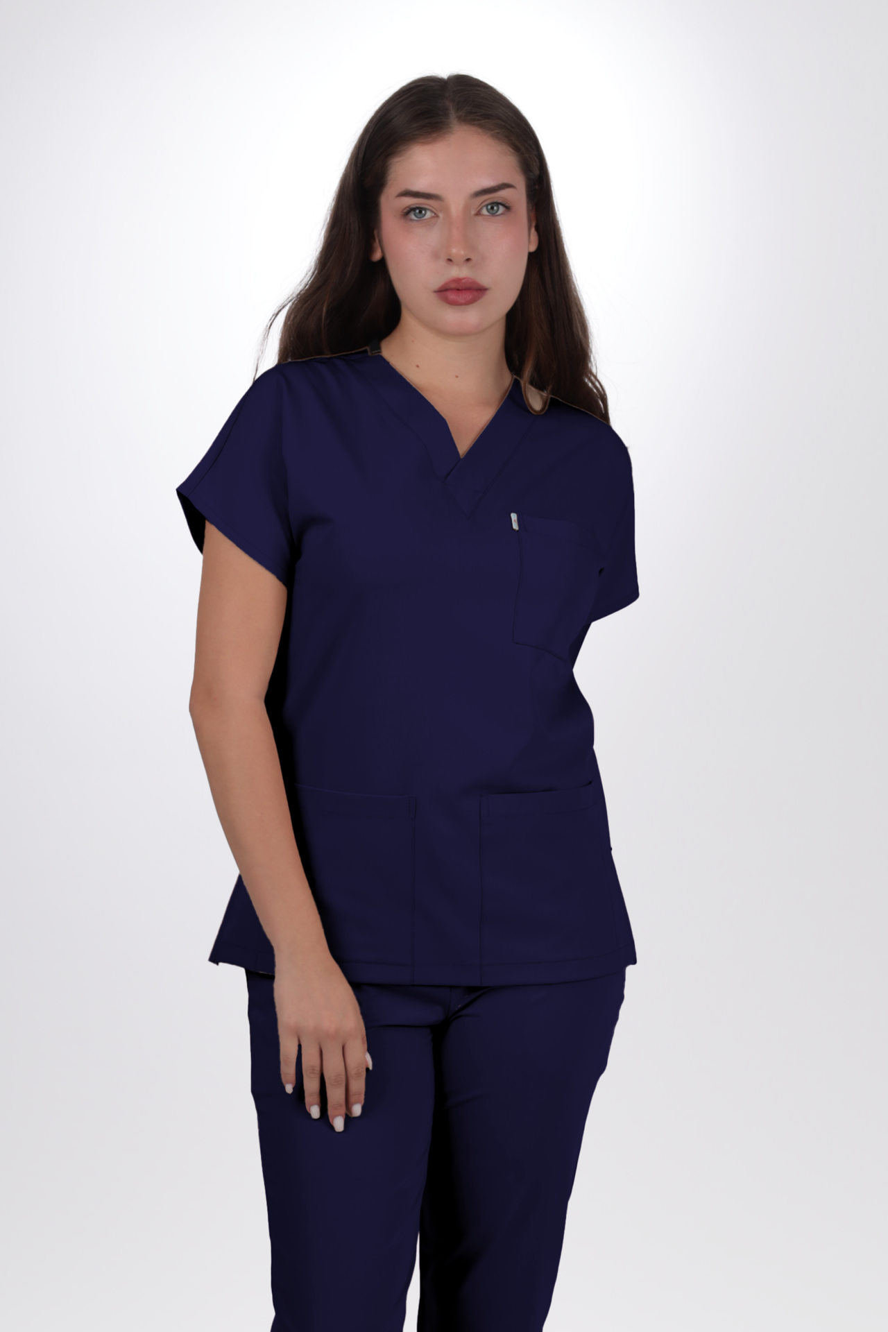 Premium Likralı Klasik Seri Kadın İndigo Lacivert Scrubs