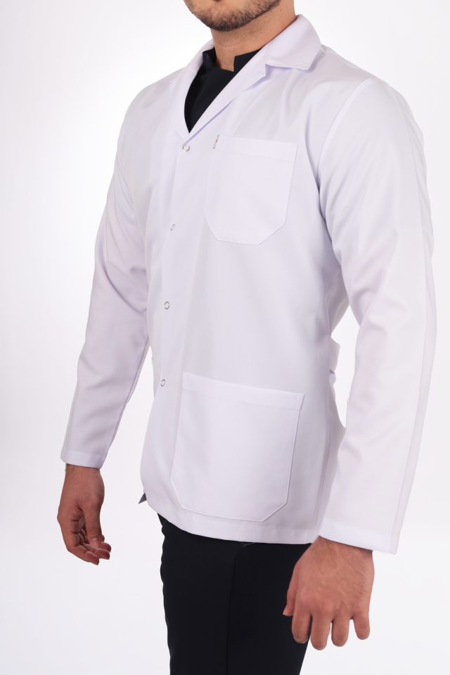 Erkek Alpaka Kısa Boy Uzun Kol Gömlek Yaka Doktor Öğretmen Önlüğü