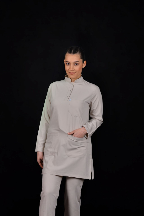 Premium Likralı Tesettür Seri Kadın Bej Scrubs