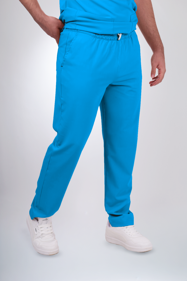 Terycoton Kumaş Klasik Seri Erkek Turkuaz Scrubs