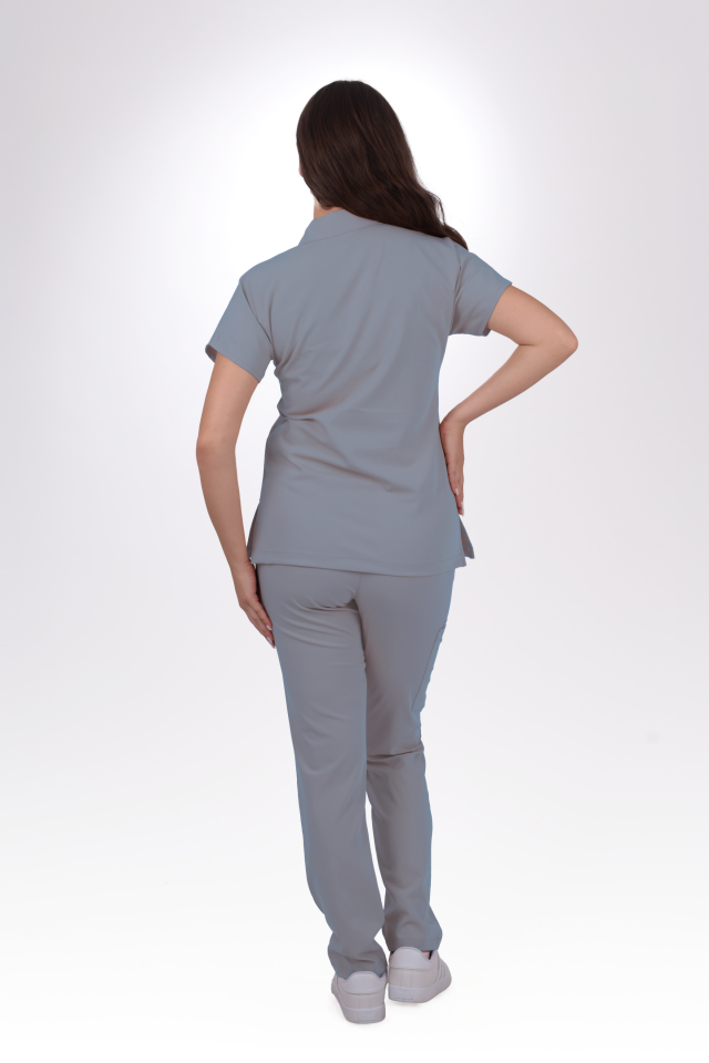 Premium Likralı Zipper Seri Kadın Pasifik Mavisi Scrubs