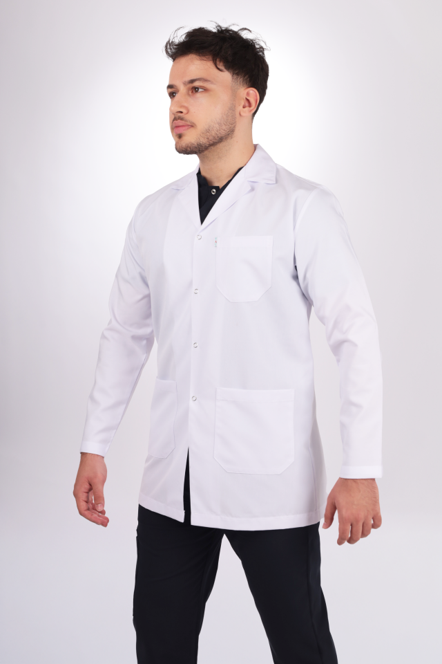 Erkek Alpaka Orta Boy Uzun Kol Gömlek Yaka Doktor Öğretmen Önlüğü