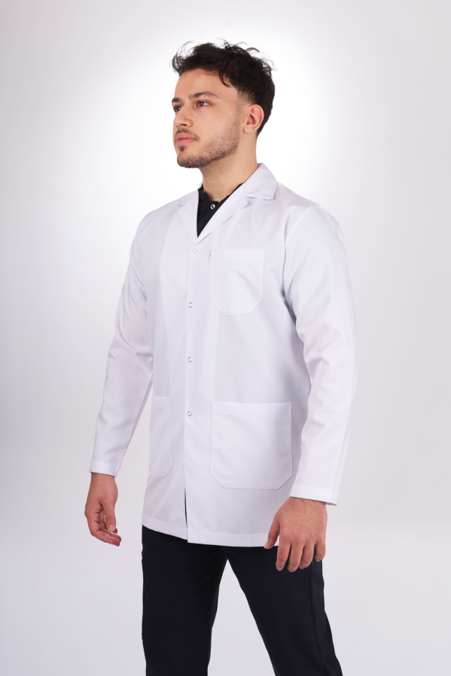 Erkek Alpaka Orta Boy Uzun Kol Gömlek Yaka Doktor Öğretmen Önlüğü