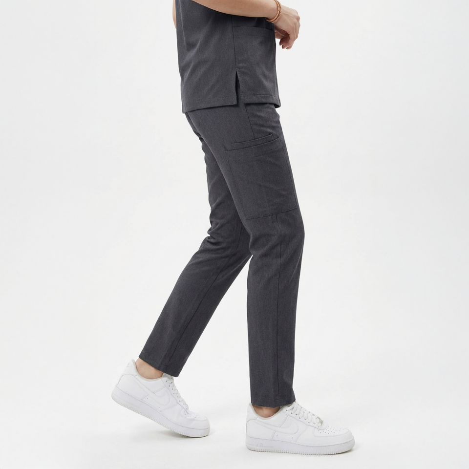 Likralı Snap Seri Kadın Antrasit Gri Scrubs