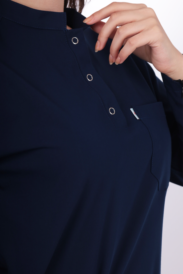 Terycoton Lacivert Tesettür Doktor Hemşire Forması