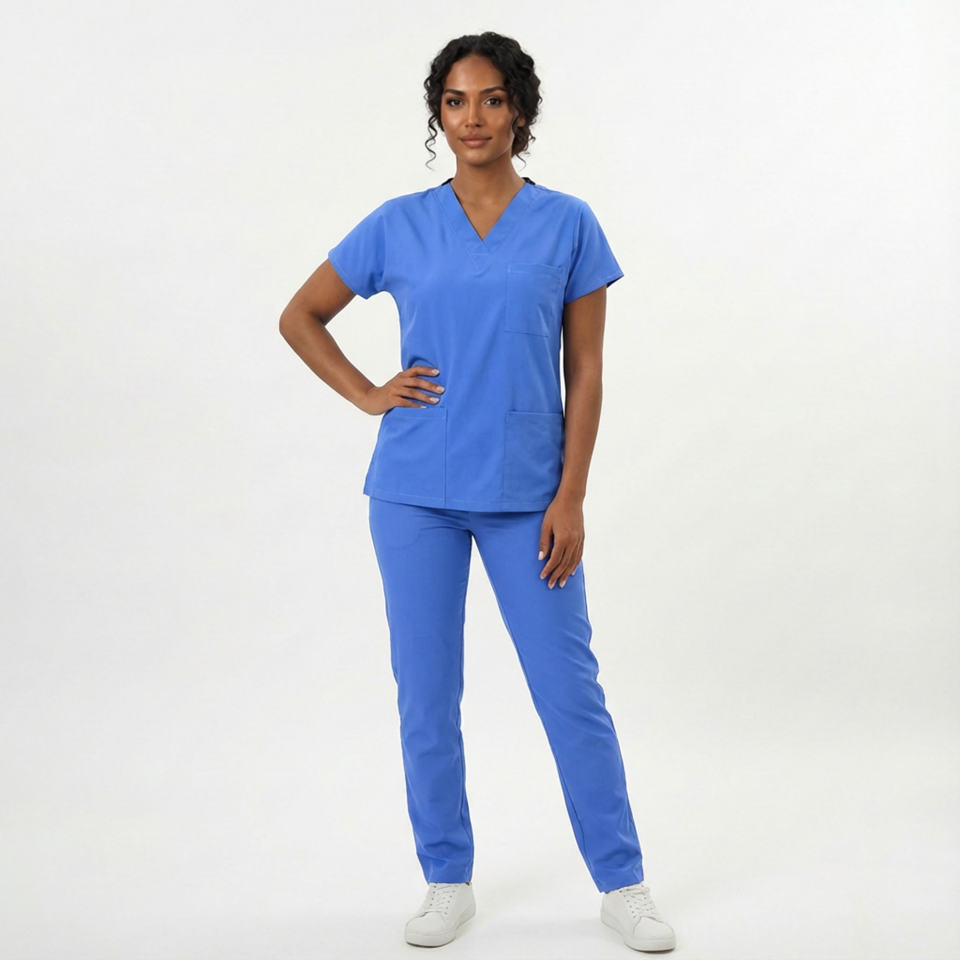 Likralı Klasik Seri Kadın Gök Mavisi Scrubs