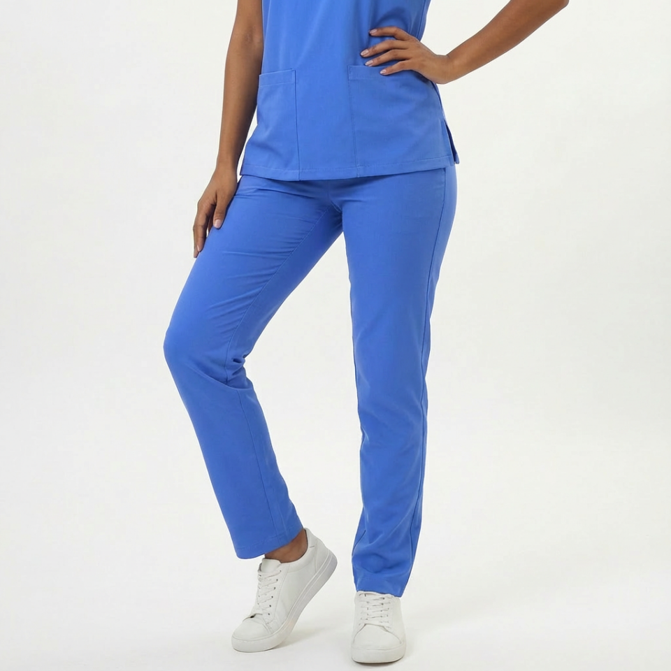 Likralı Klasik Seri Kadın Gök Mavisi Scrubs