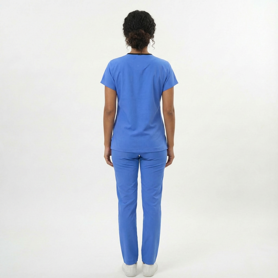 Likralı Klasik Seri Kadın Gök Mavisi Scrubs
