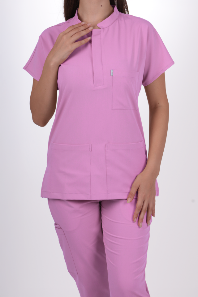 Premium Likralı Snap Seri Kadın Aqua Pembe Scrubs