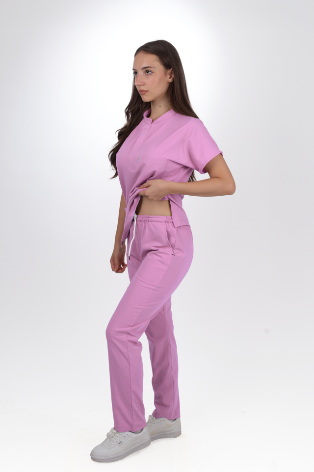 Premium Likralı Snap Seri Kadın Aqua Pembe Scrubs