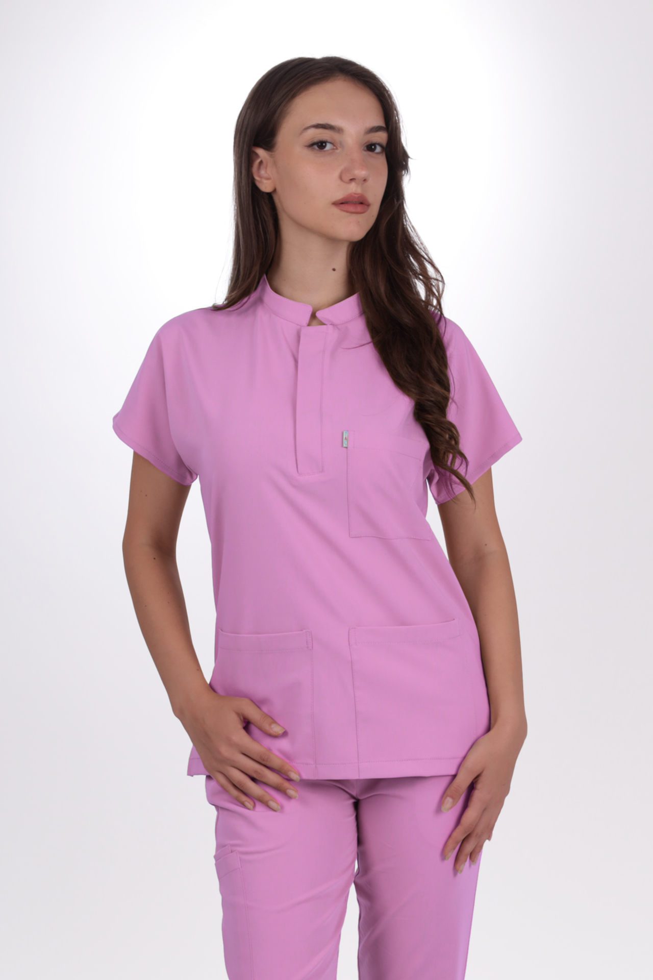 Premium Likralı Snap Seri Kadın Aqua Pembe Scrubs