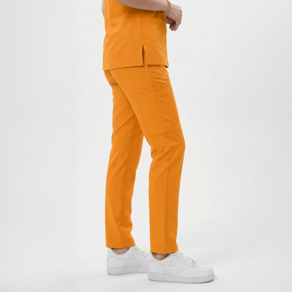 Likralı Snap Seri Kadın Hardal Sarısı Scrubs