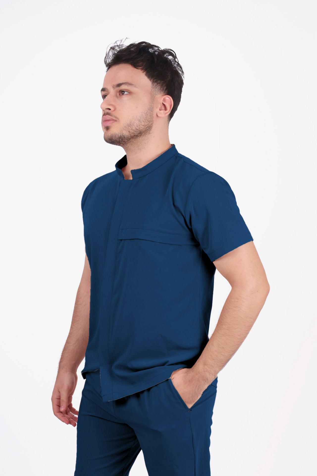 Premium Likralı SnapPrime Seri Erkek Marine Petrol Scrubs